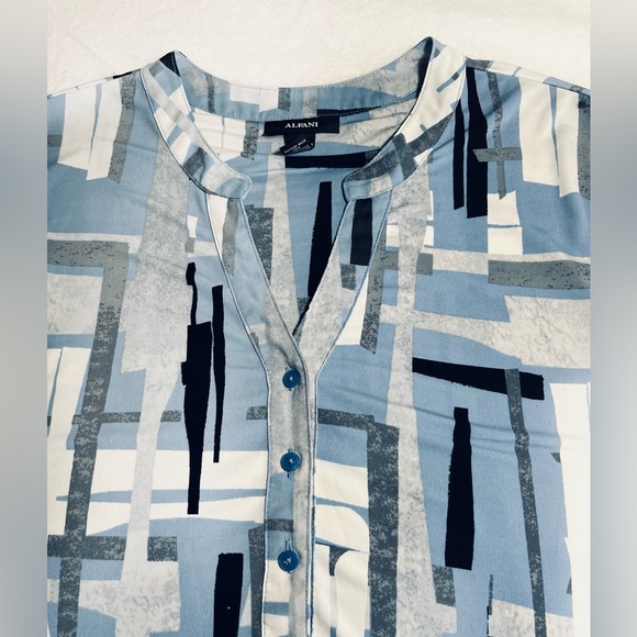 ALFANI women’s 3/4 Flared Sleeve 1/2 Button Front Sz L - Picture 4 of 8